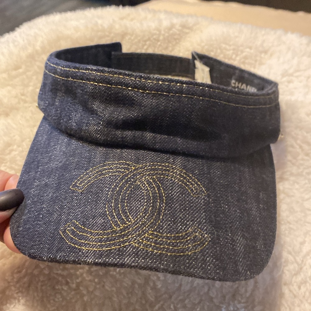 Authentic  Chanel Denim Visor! No call outs! authentication approved
